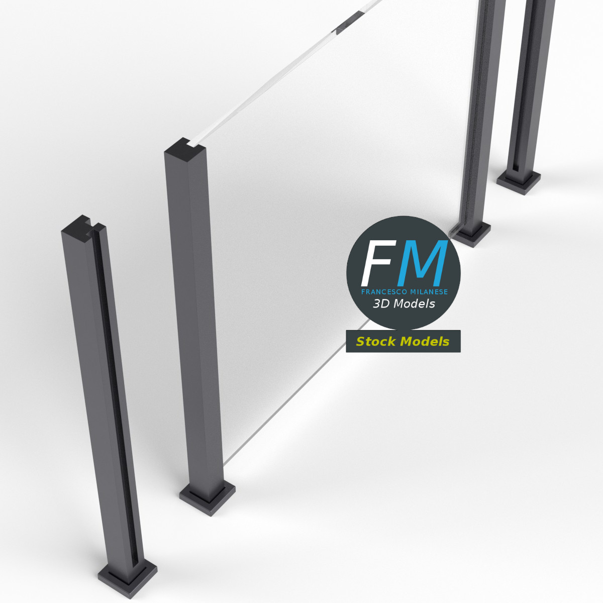 3D-Modell - Glasgeländer-Modul - 04