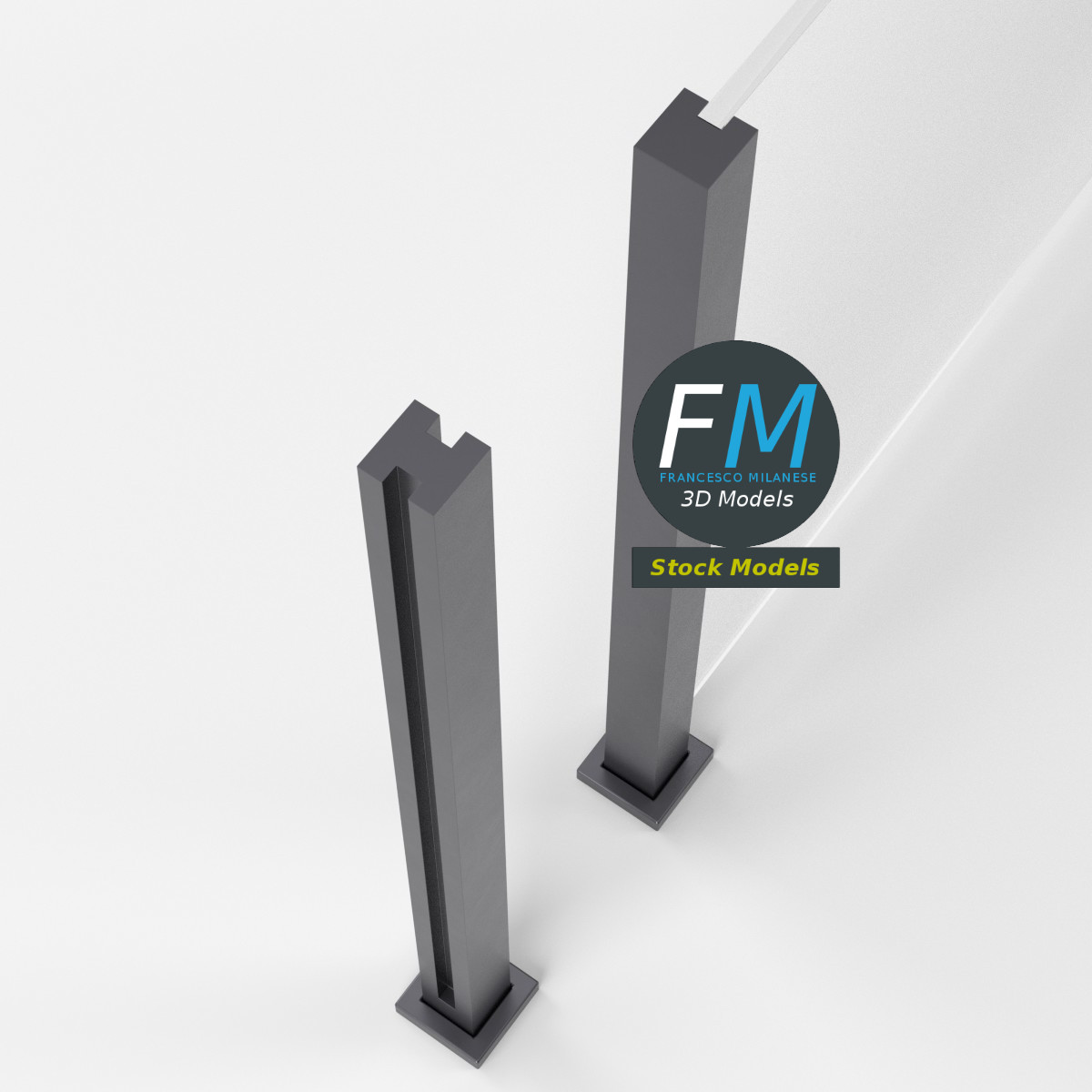 3D-Modell - Glasgeländer-Modul - 05