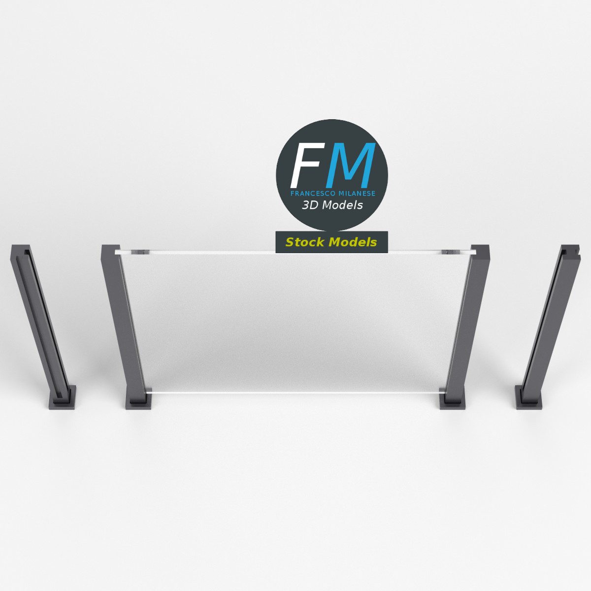 3D-Modell - Glasgeländer-Modul - 06