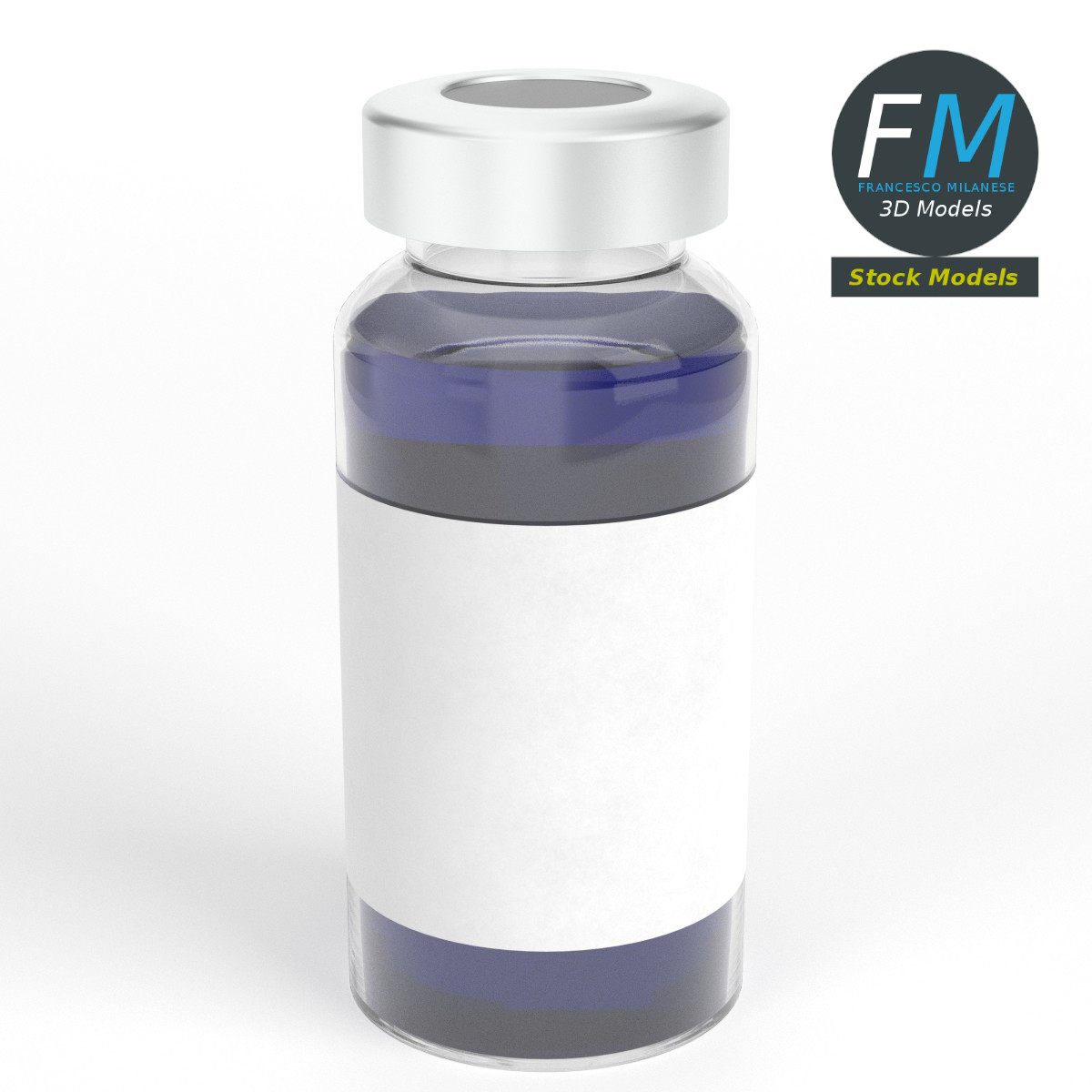 3D-Modell - Glasampulle mit Aluminiumkappe - 01