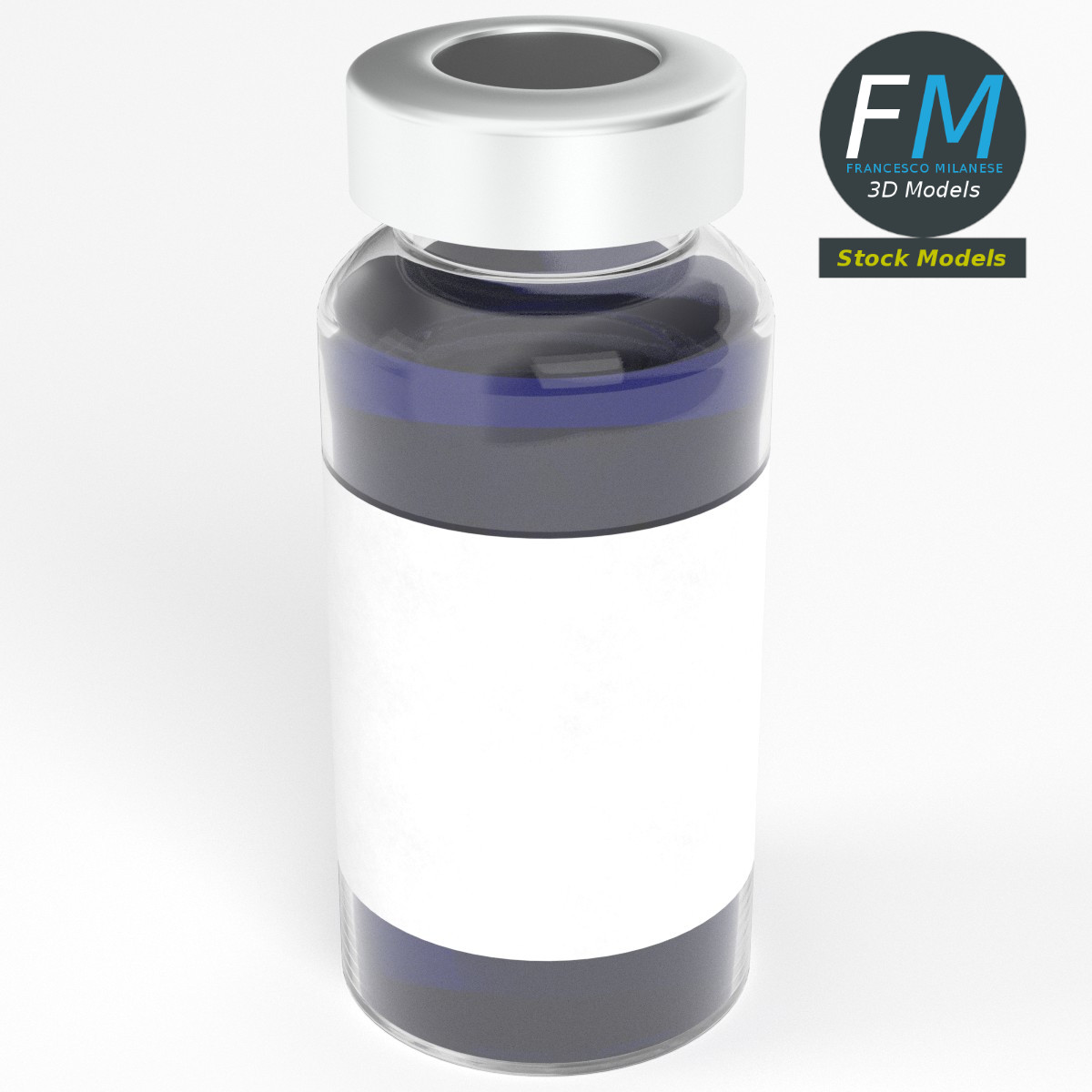 3D-Modell - Glasampulle mit Aluminiumkappe - 02