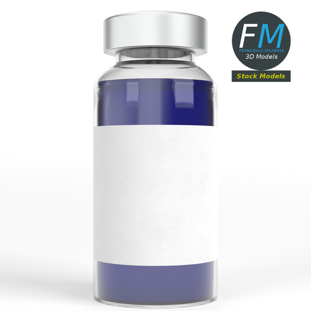 3D-Modell - Glasampulle mit Aluminiumkappe - 03