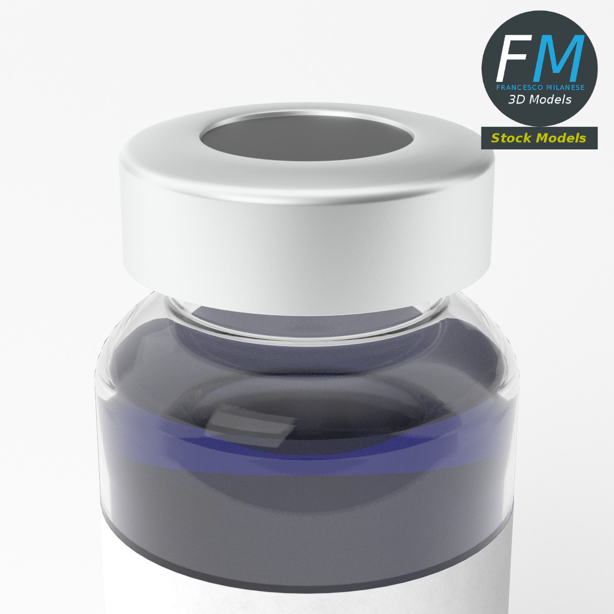 3D-Modell - Glasampulle mit Aluminiumkappe - 05