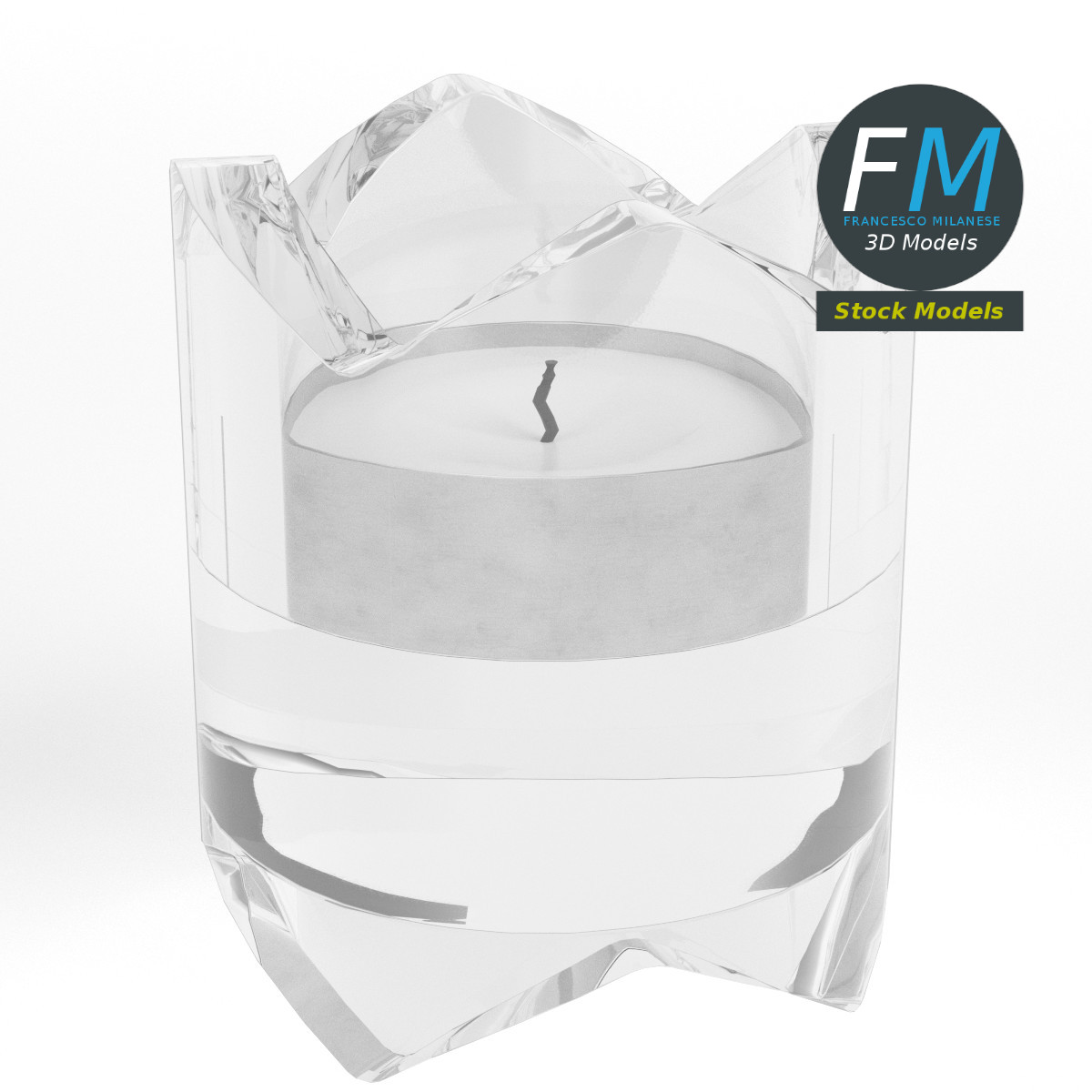 3D-Modell - Glas-Teelichthalter - 01