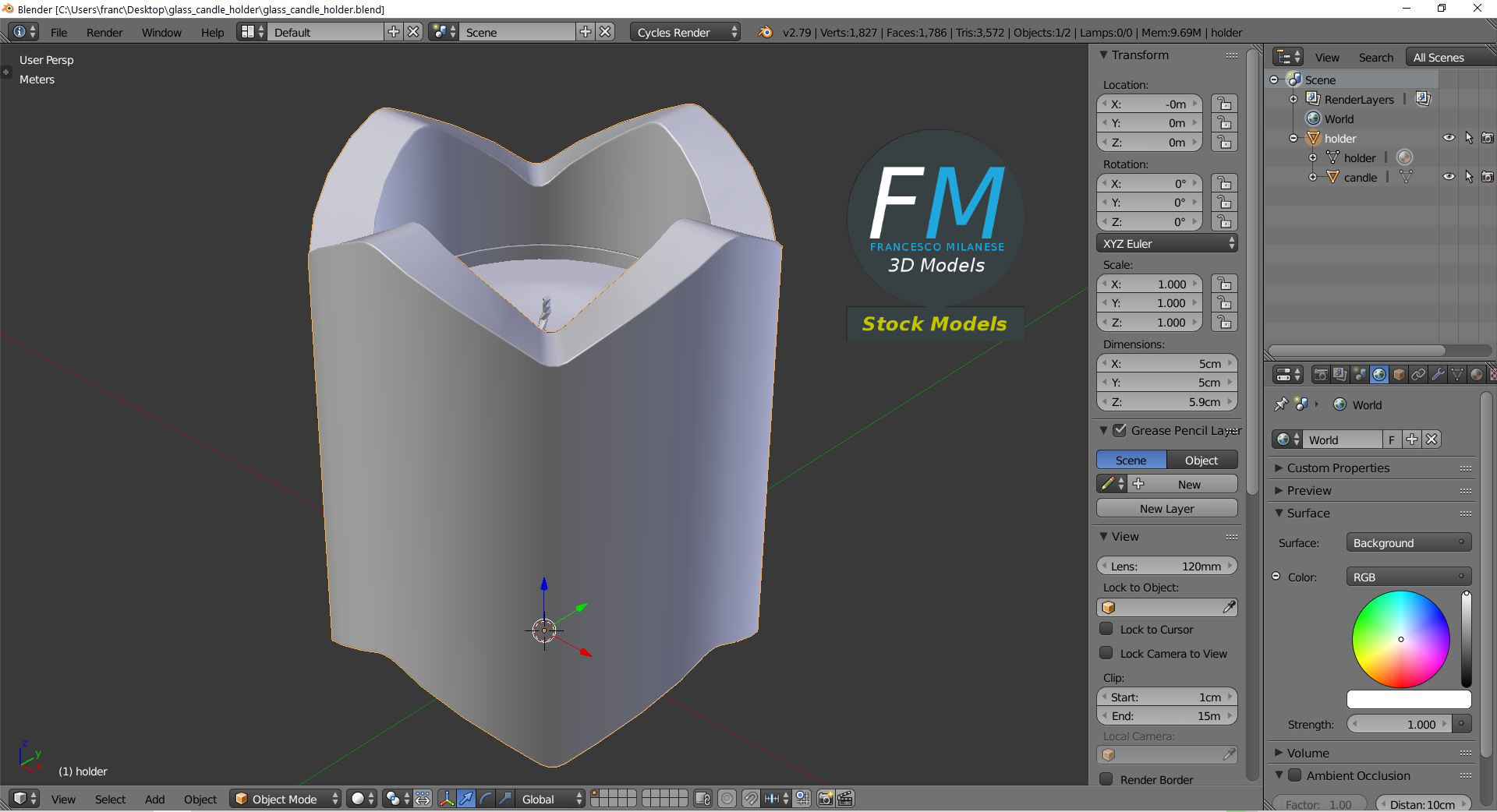 3D-Modell - Glas-Teelichthalter - 09