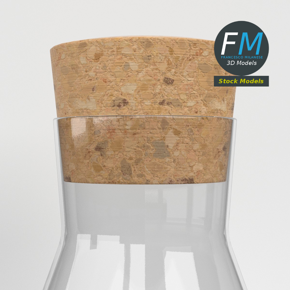 3D-Modell - Glaskaraffe mit Korkverschluss - 04