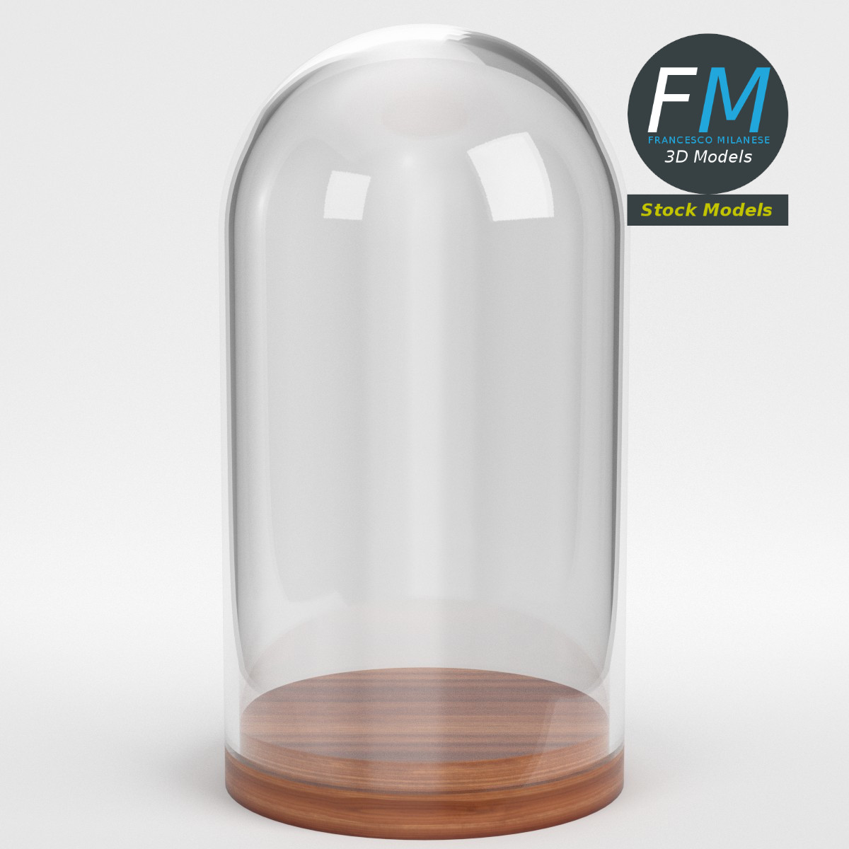 3D-Modell - Glasglocke mit Holzsockel - 01