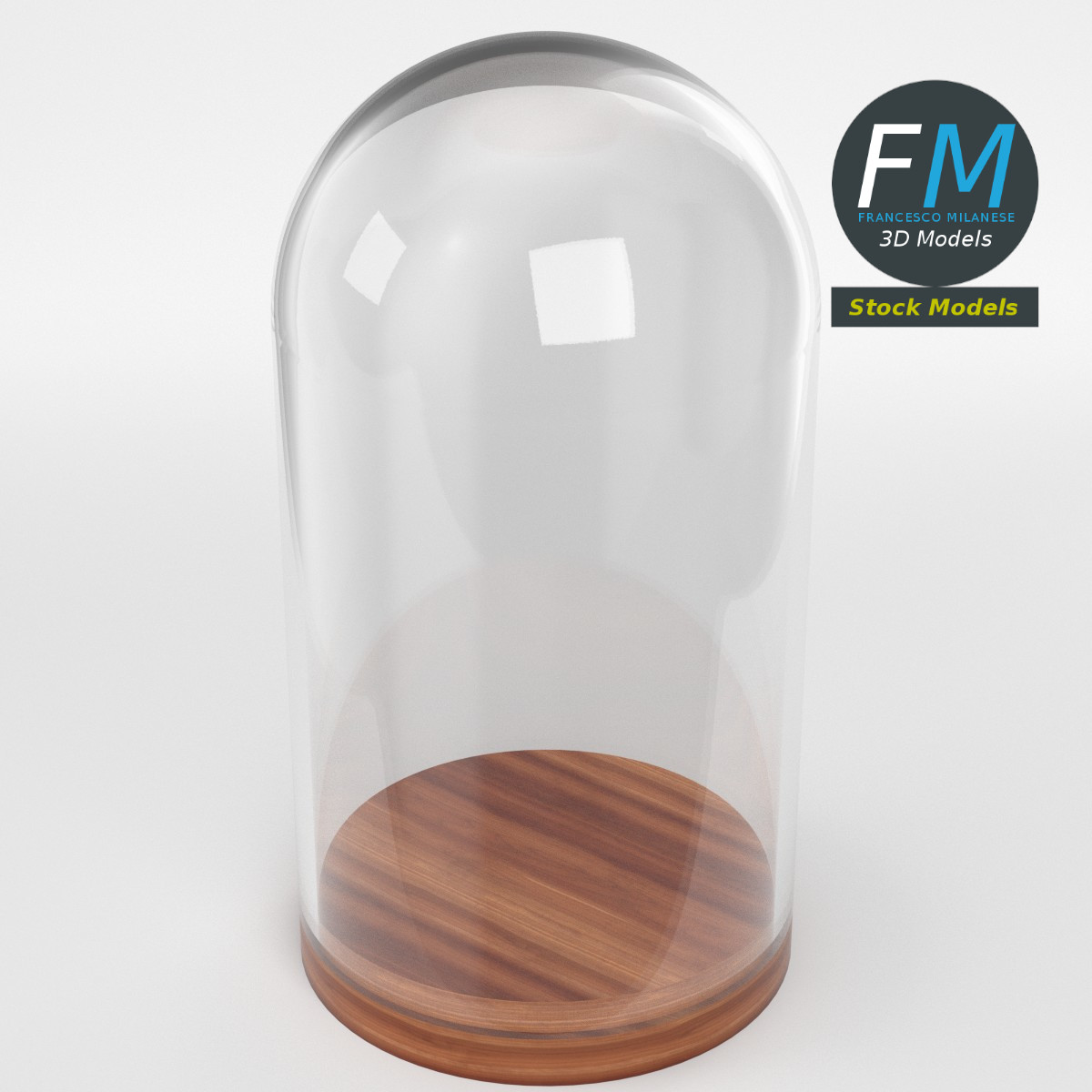 3D-Modell - Glasglocke mit Holzsockel - 02