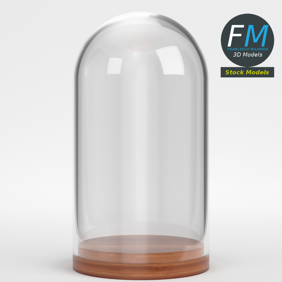 3D-Modell - Glasglocke mit Holzsockel - 03