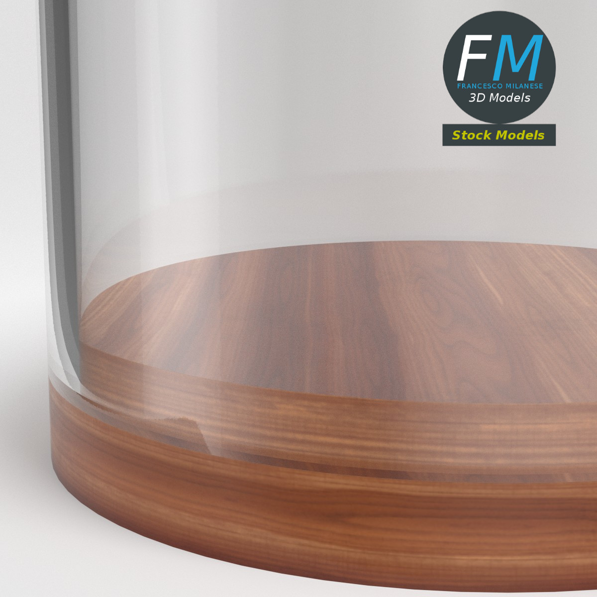 3D-Modell - Glasglocke mit Holzsockel - 04