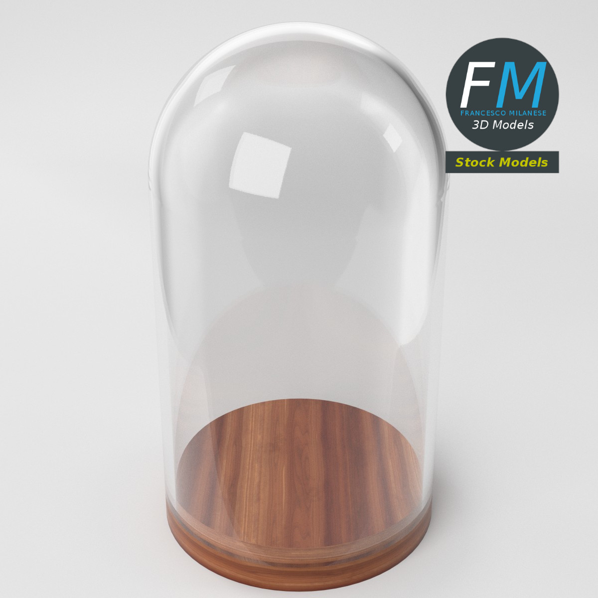 3D-Modell - Glasglocke mit Holzsockel - 05
