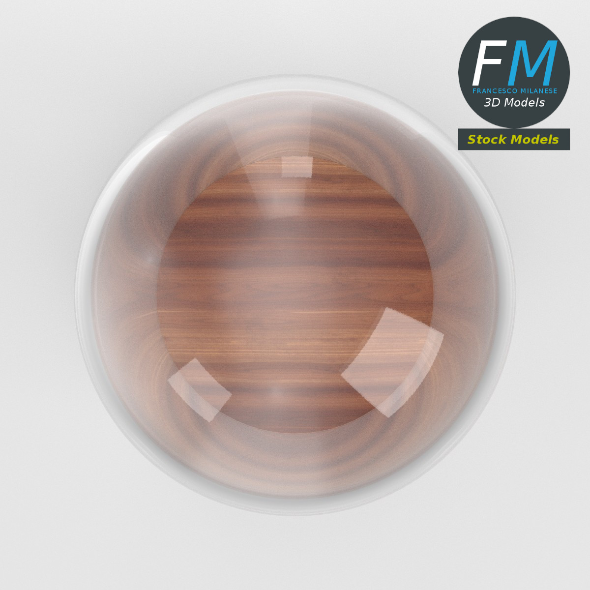 3D-Modell - Glasglocke mit Holzsockel - 06