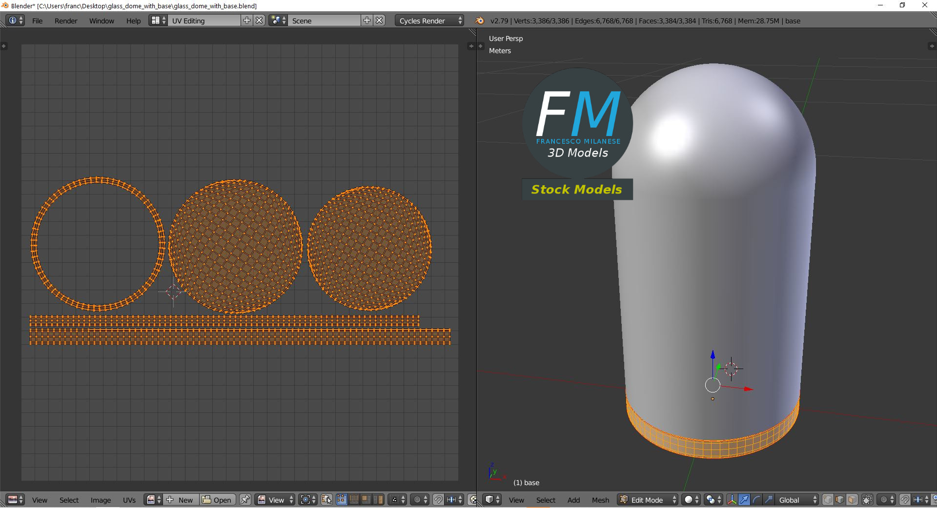 3D-Modell - Glasglocke mit Holzsockel - 10