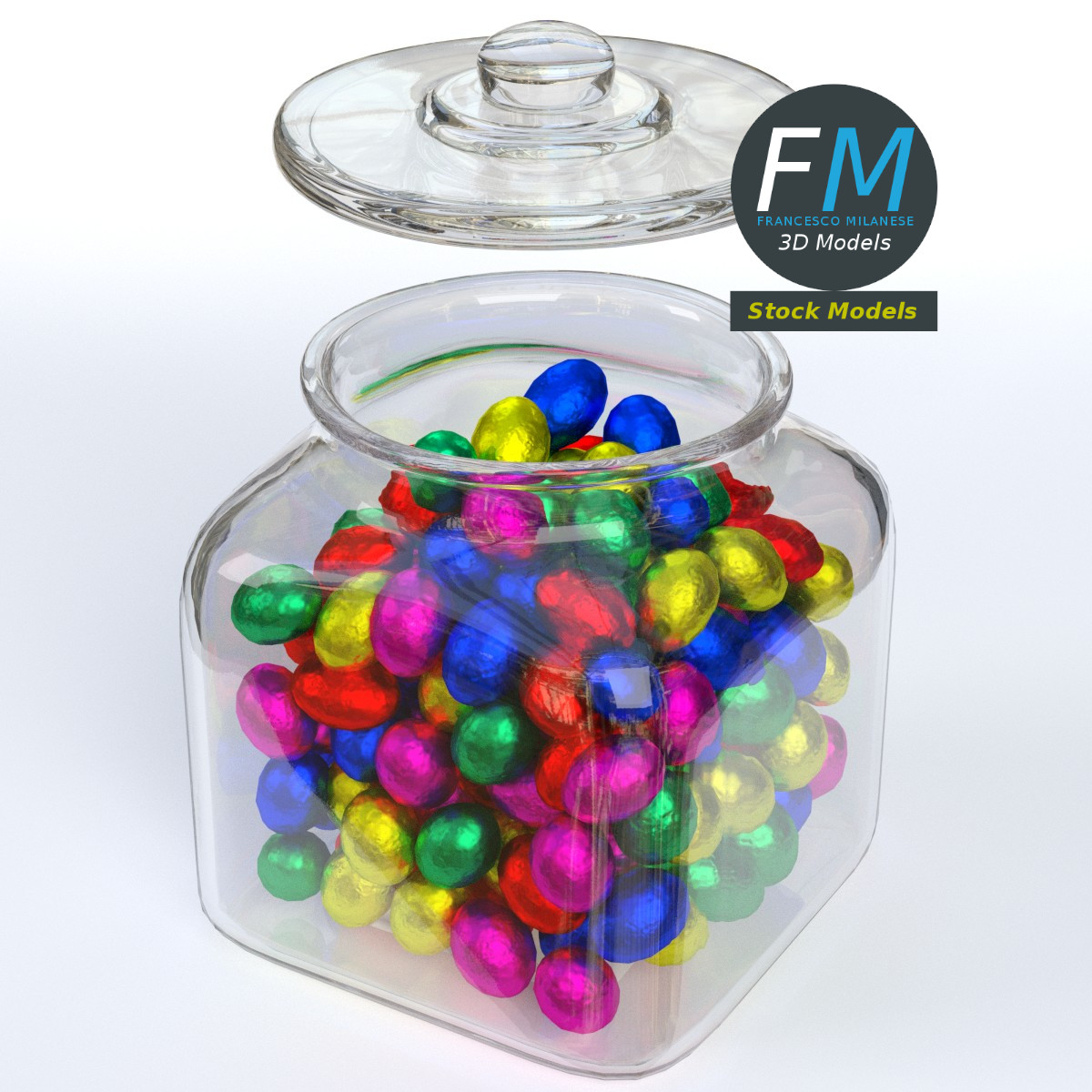 3D-Modell - Glasbehälter mit Schokoladeneiern - 02
