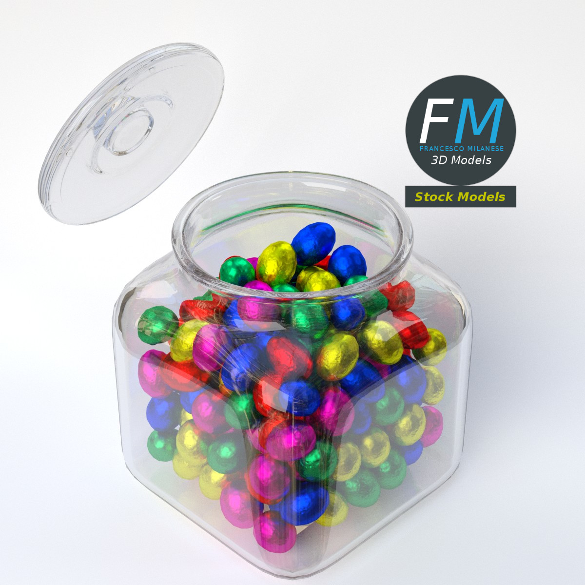 3D-Modell - Glasbehälter mit Schokoladeneiern - 05