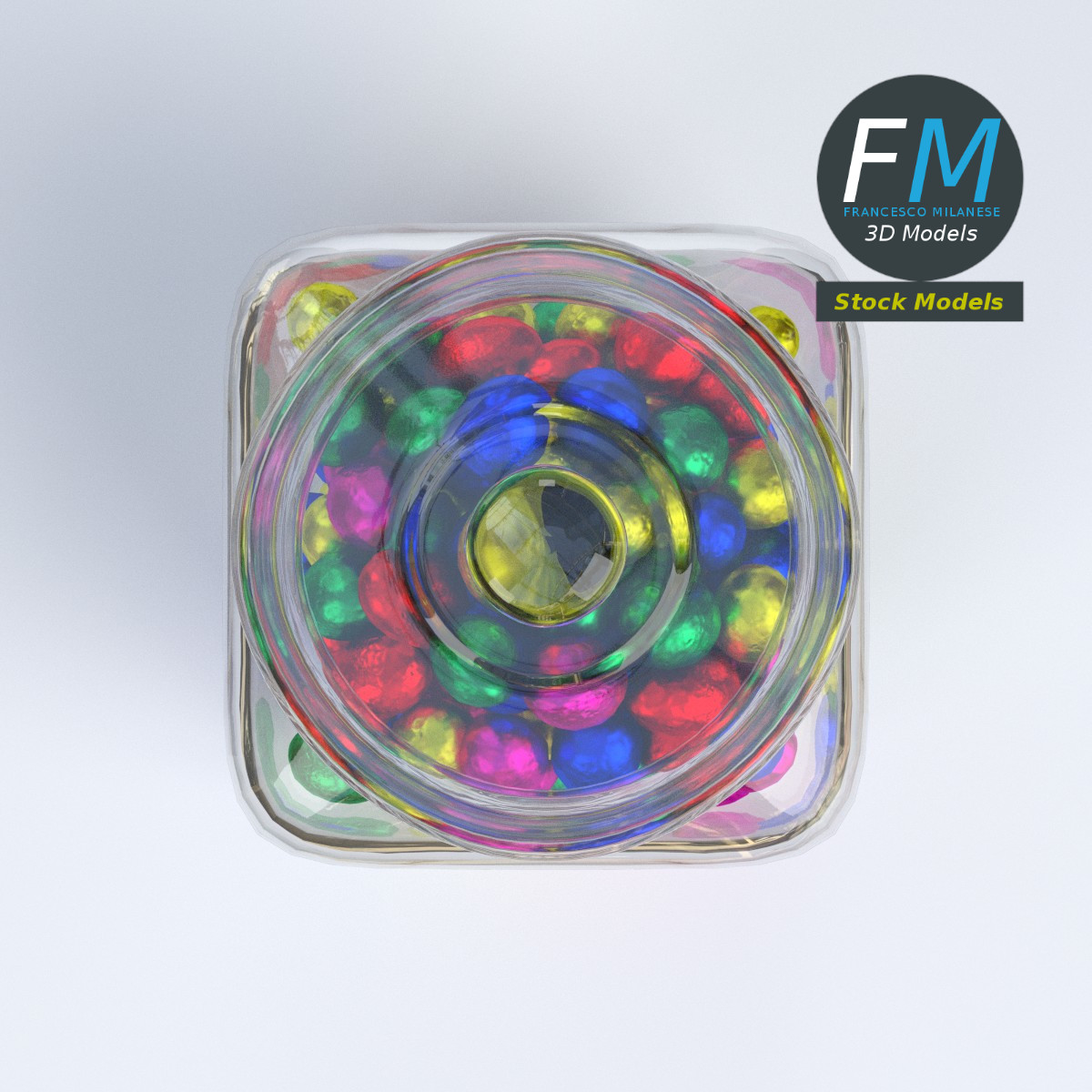 3D-Modell - Glasbehälter mit Schokoladeneiern - 06