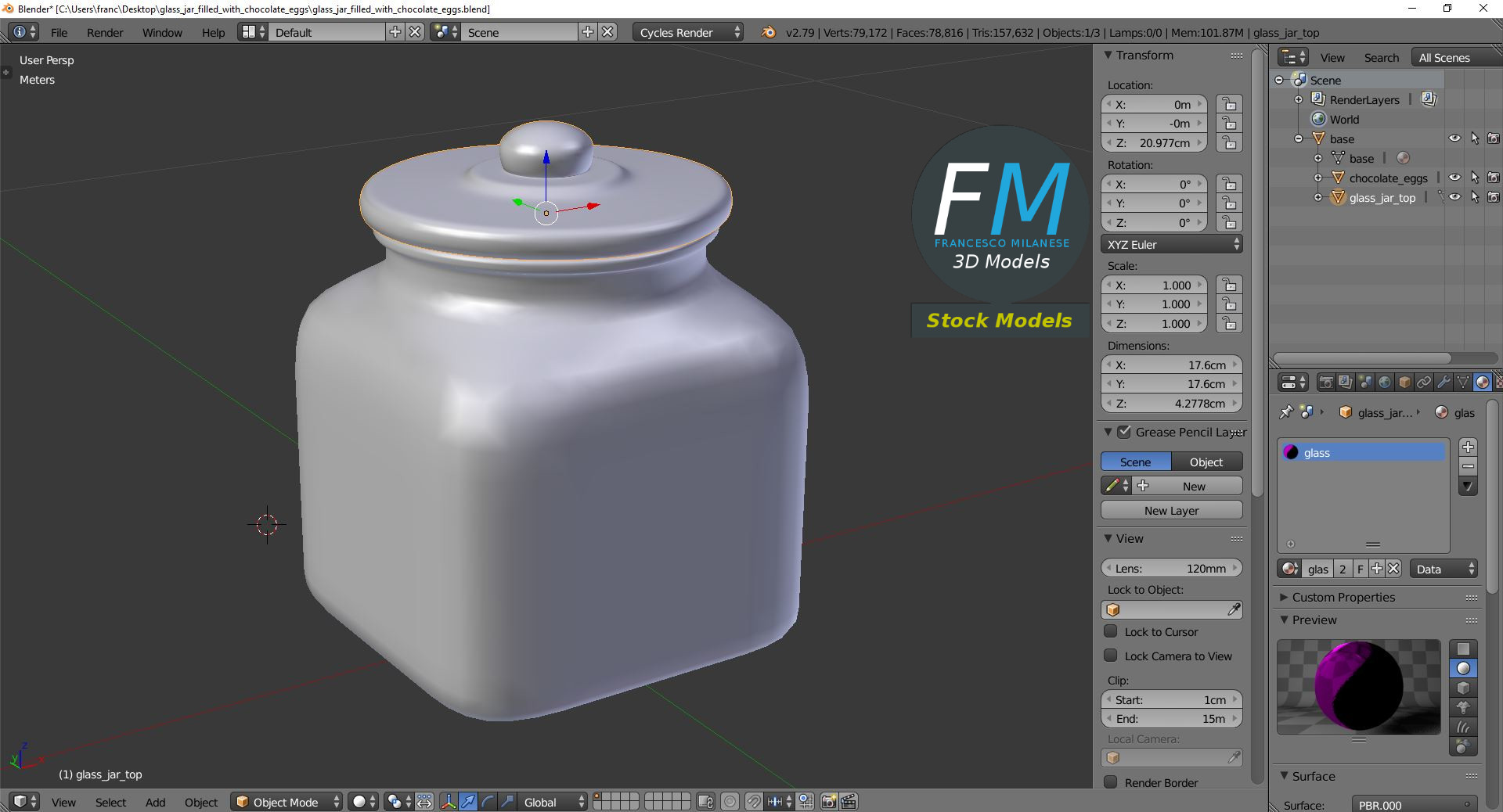 3D-Modell - Glasbehälter mit Schokoladeneiern - 09