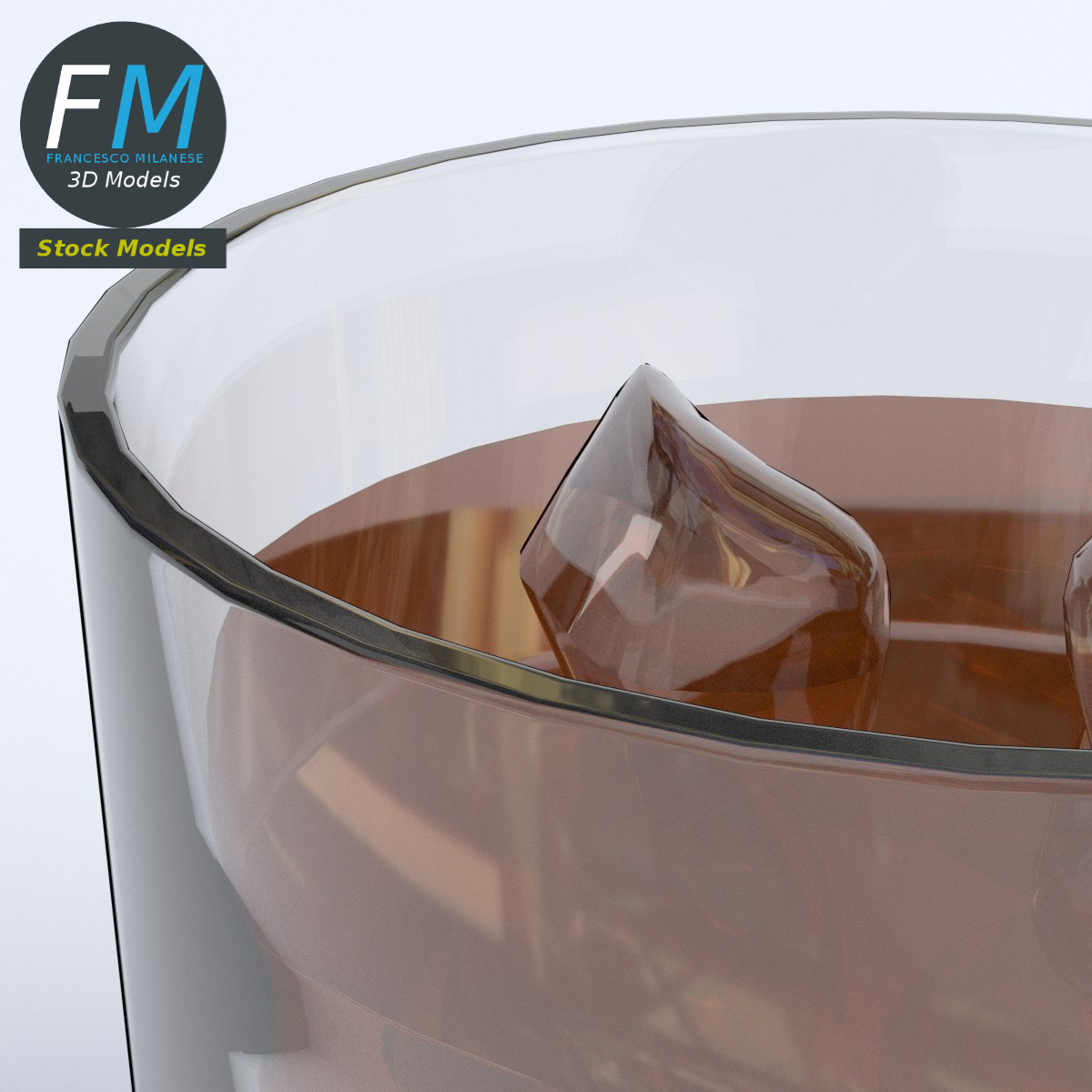 3D-Modell - Whiskyglas mit Eis - 04