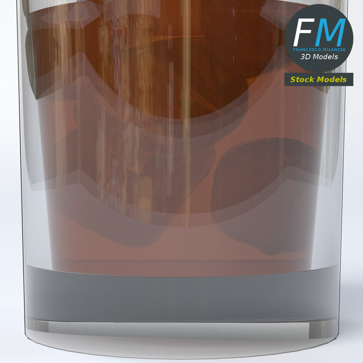 3D-Modell - Whiskyglas mit Eis - 05