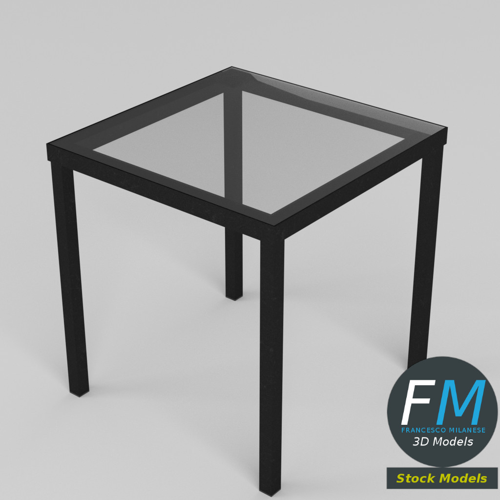 3D-Modell - Schreibtisch mit Glasplatte - 02