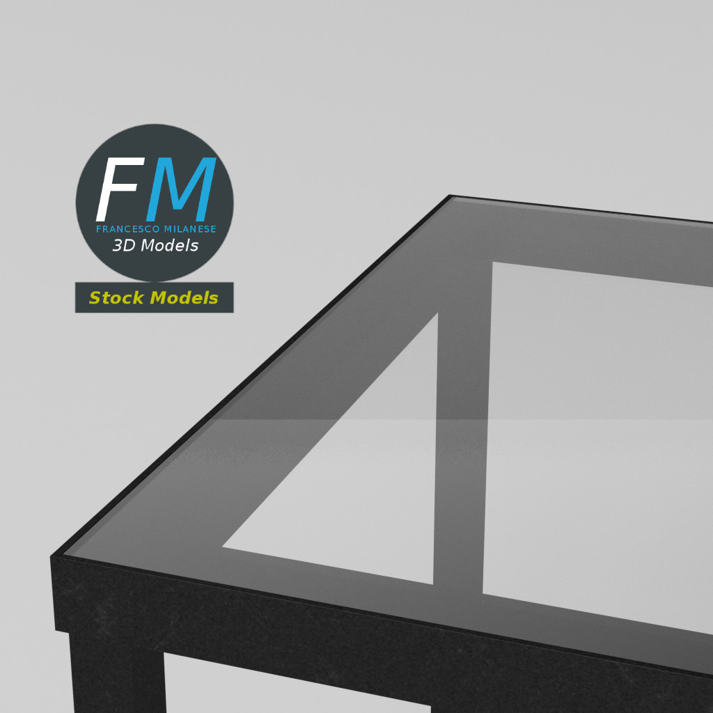 3D-Modell - Schreibtisch mit Glasplatte - 05