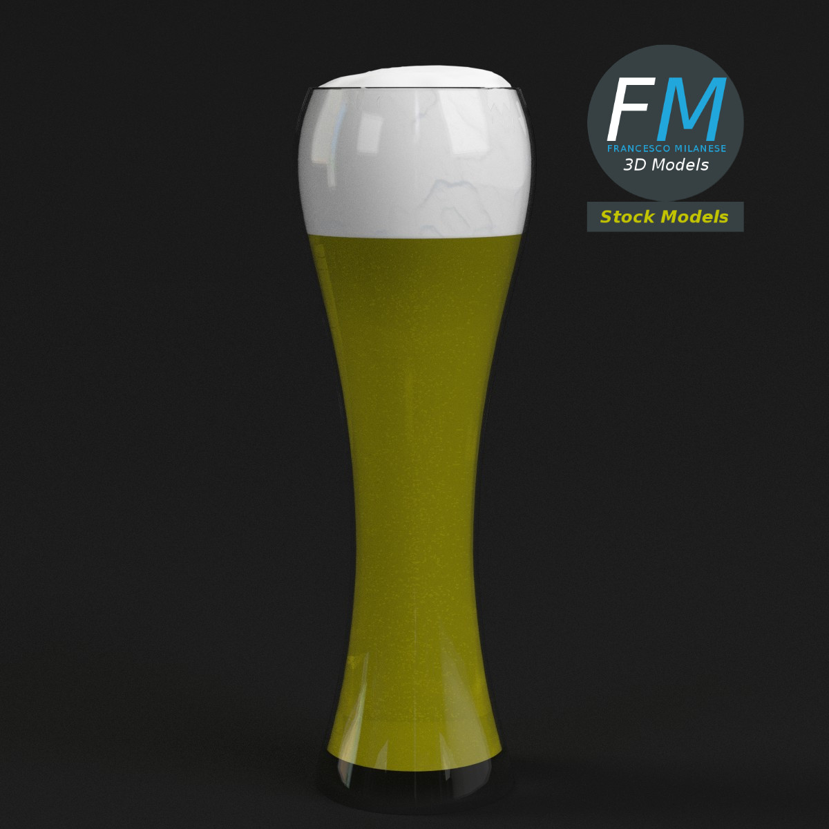 3D-Modell - Bierglas mit Schaum - 01
