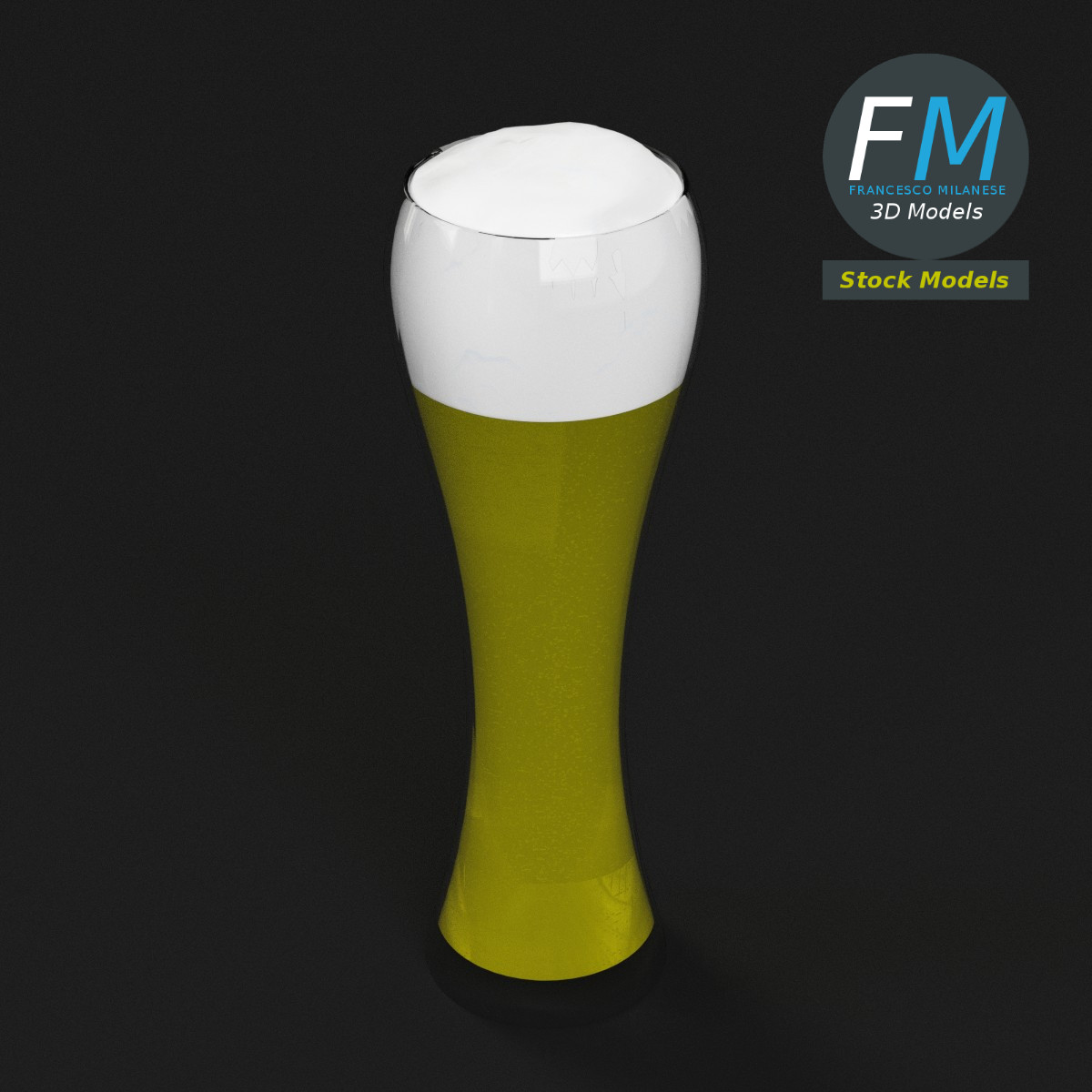 3D-Modell - Bierglas mit Schaum - 02