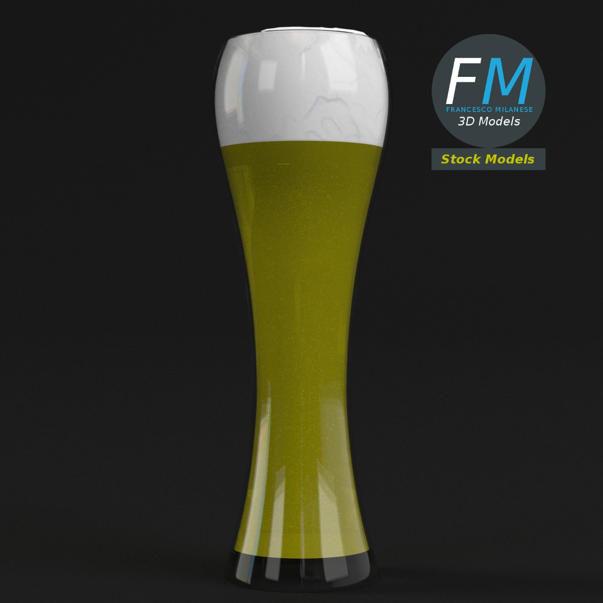 3D-Modell - Bierglas mit Schaum - 03