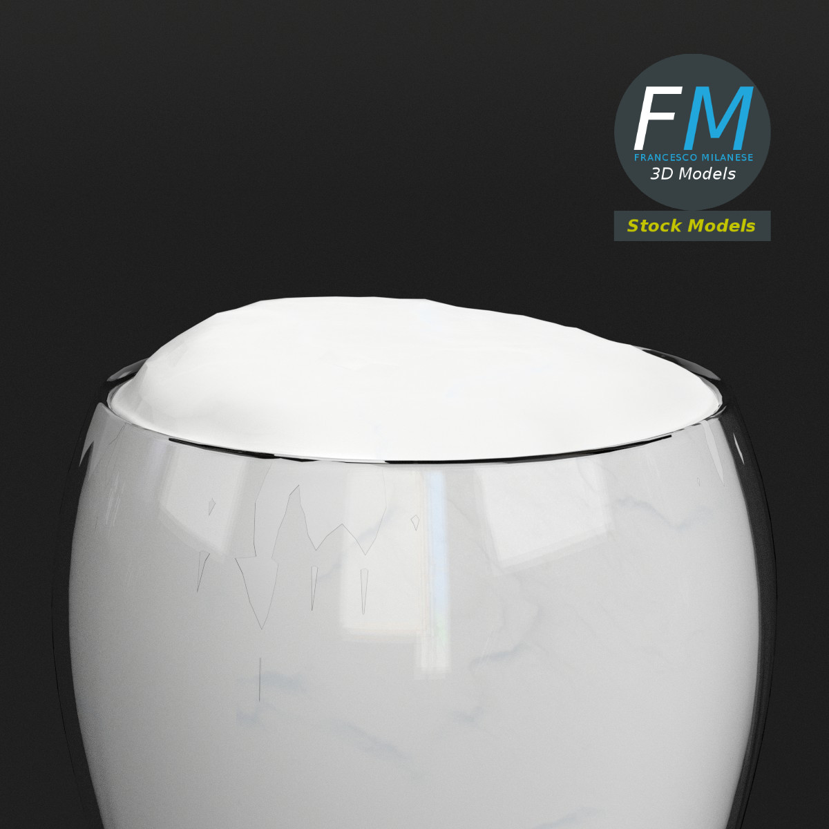 3D-Modell - Bierglas mit Schaum - 04