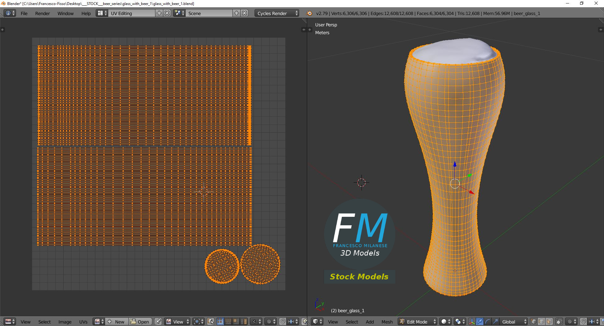 3D-Modell - Bierglas mit Schaum - 10