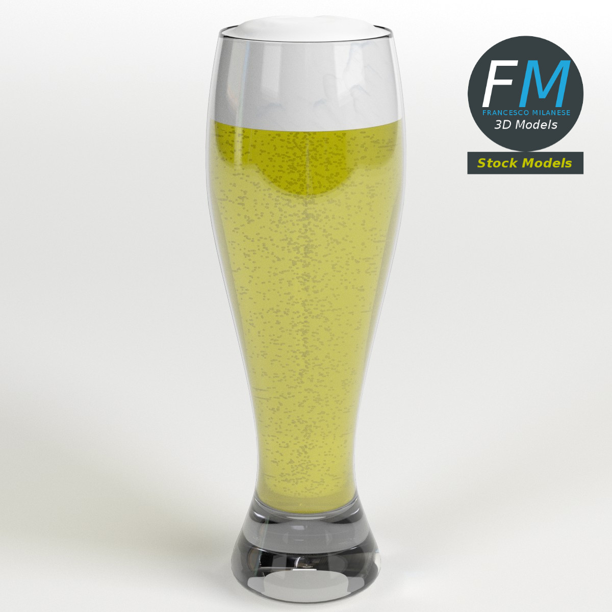 3D-Modell - Bierglas mit Schaum - 01