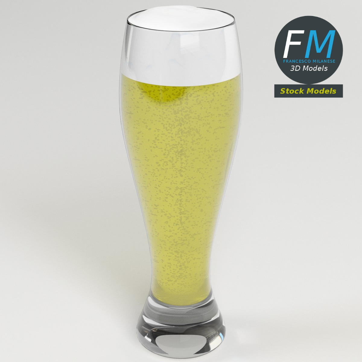 3D-Modell - Bierglas mit Schaum - 02