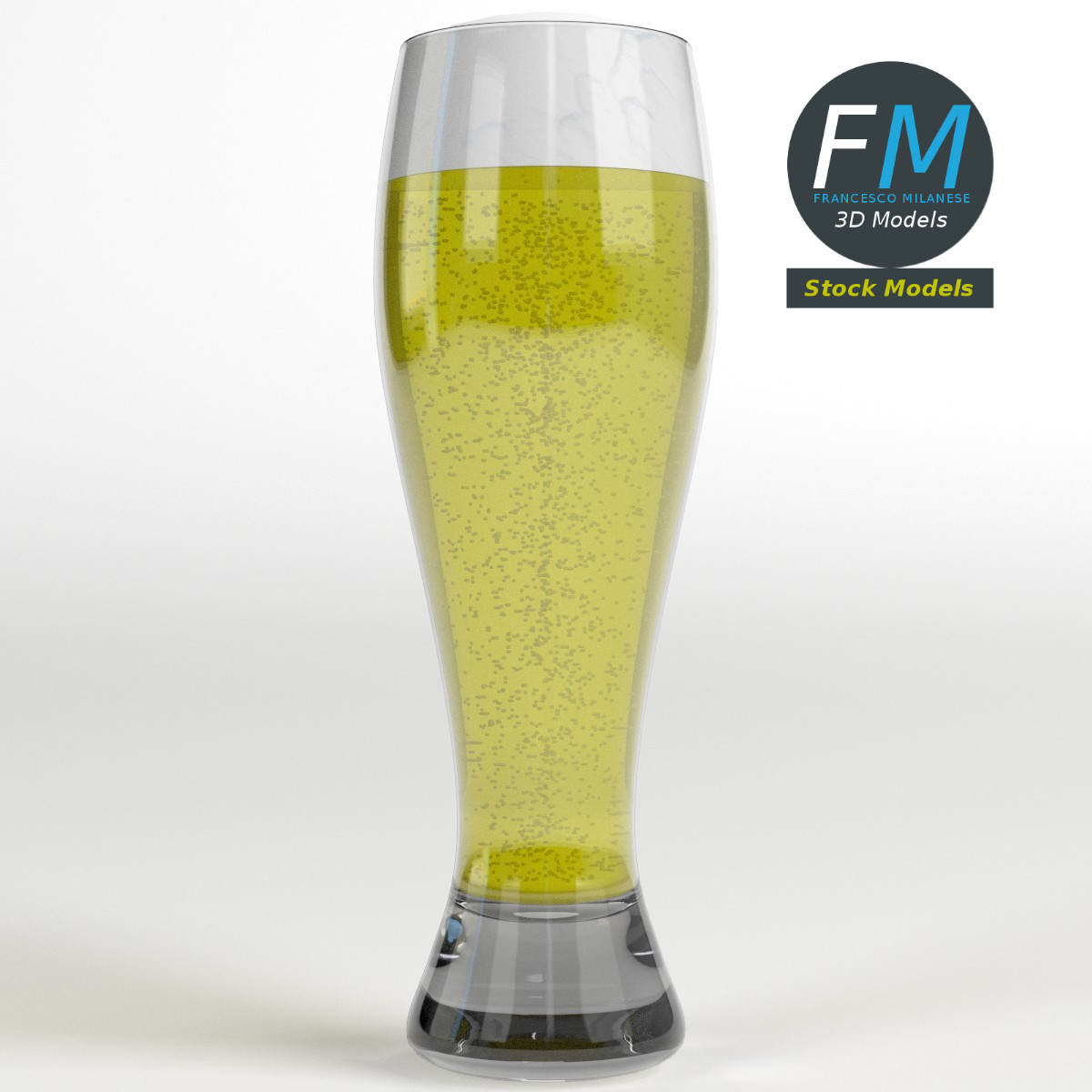 3D-Modell - Bierglas mit Schaum - 03