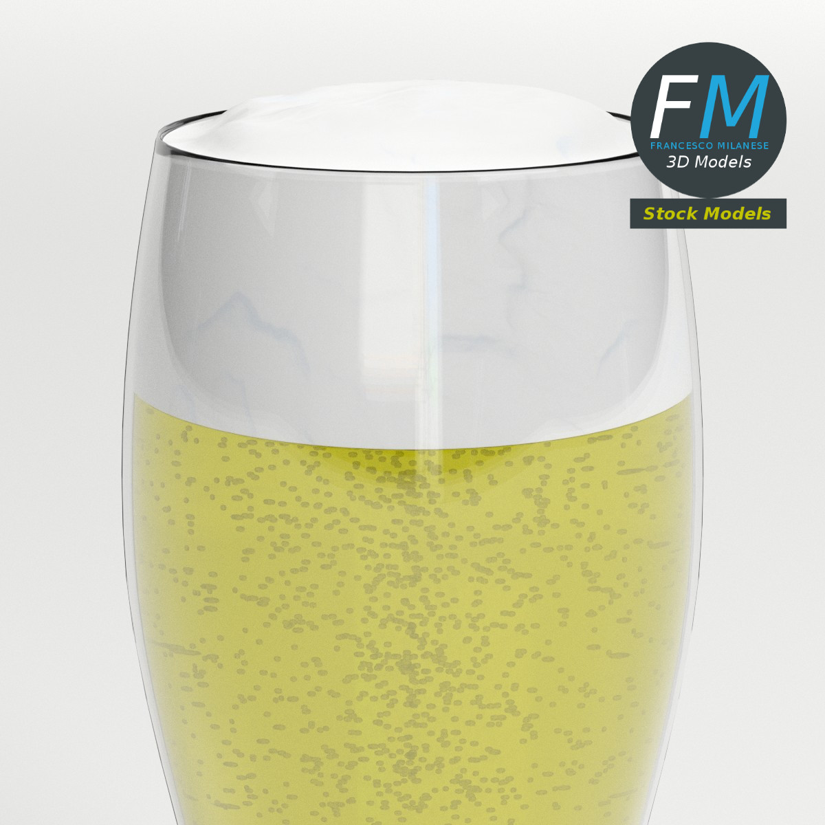 3D-Modell - Bierglas mit Schaum - 04