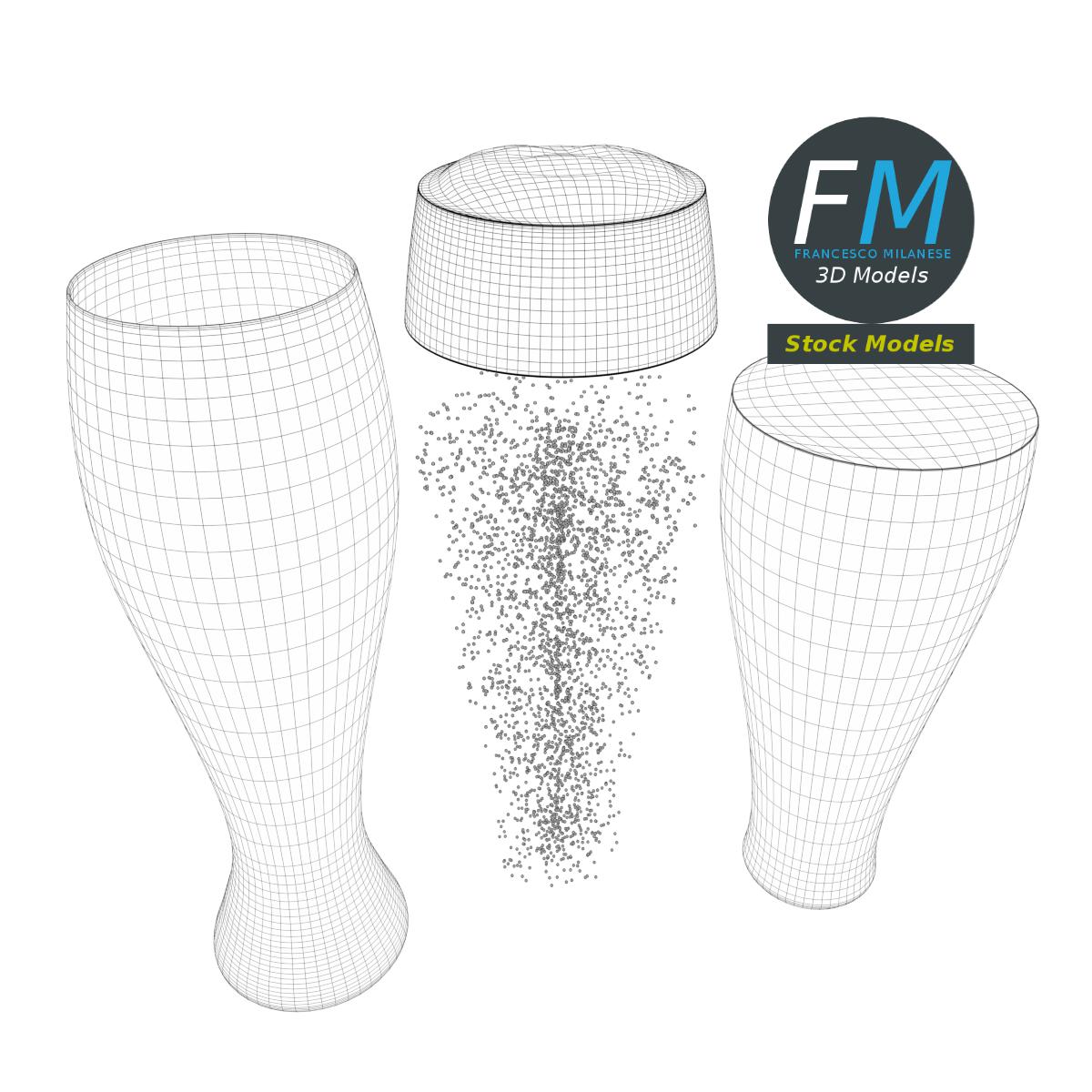 3D-Modell - Bierglas mit Schaum - 08