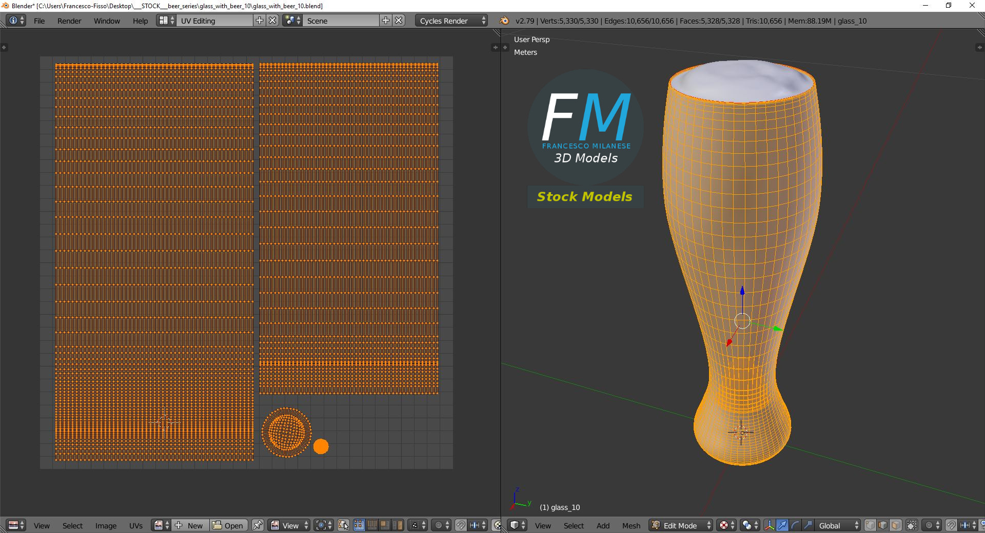 3D-Modell - Bierglas mit Schaum - 10