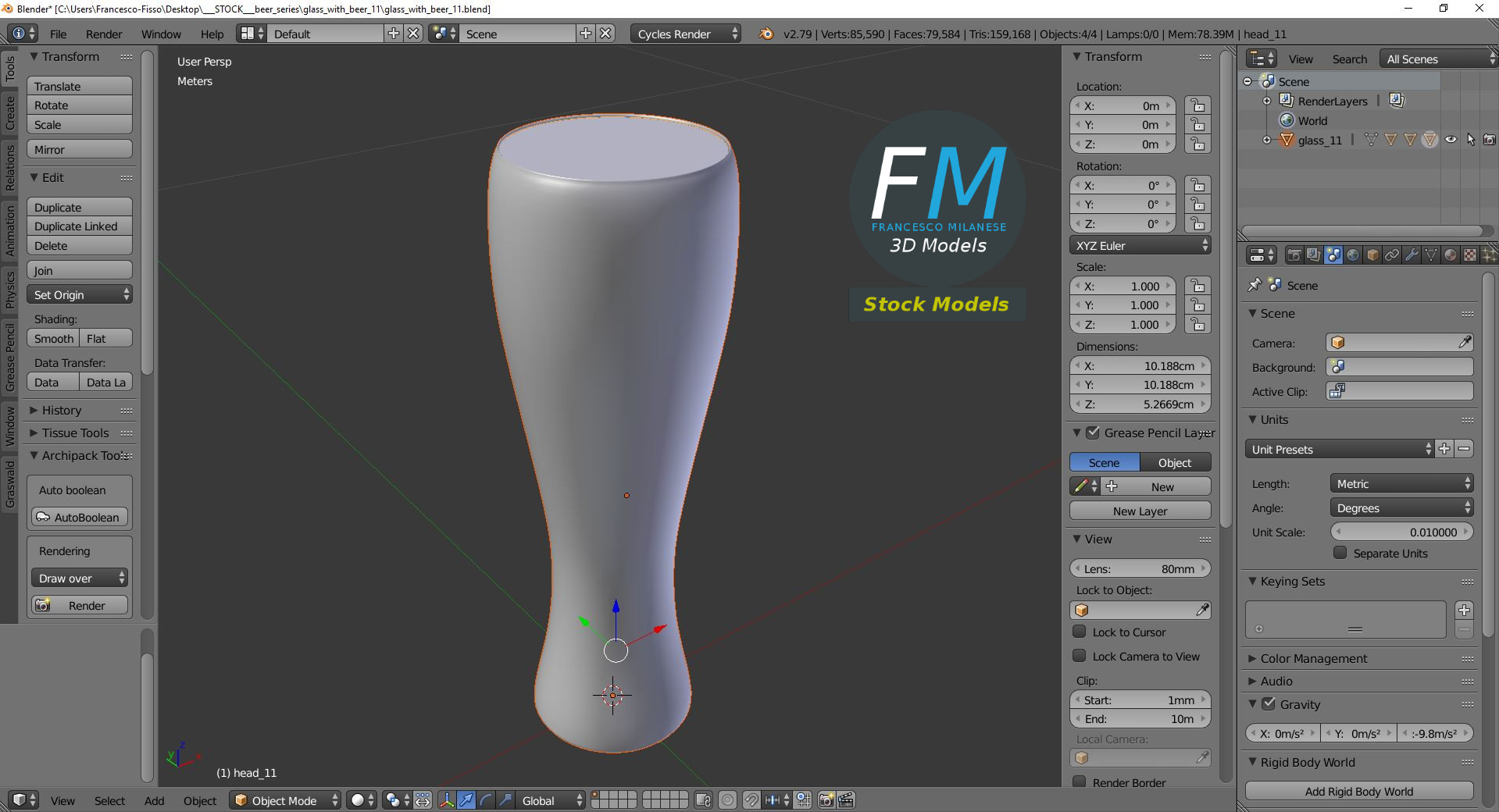 3D-Modell - Bierglas - 09