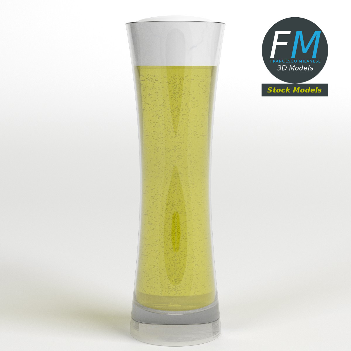 3D-Modell - Bierglas mit Schaum - 01