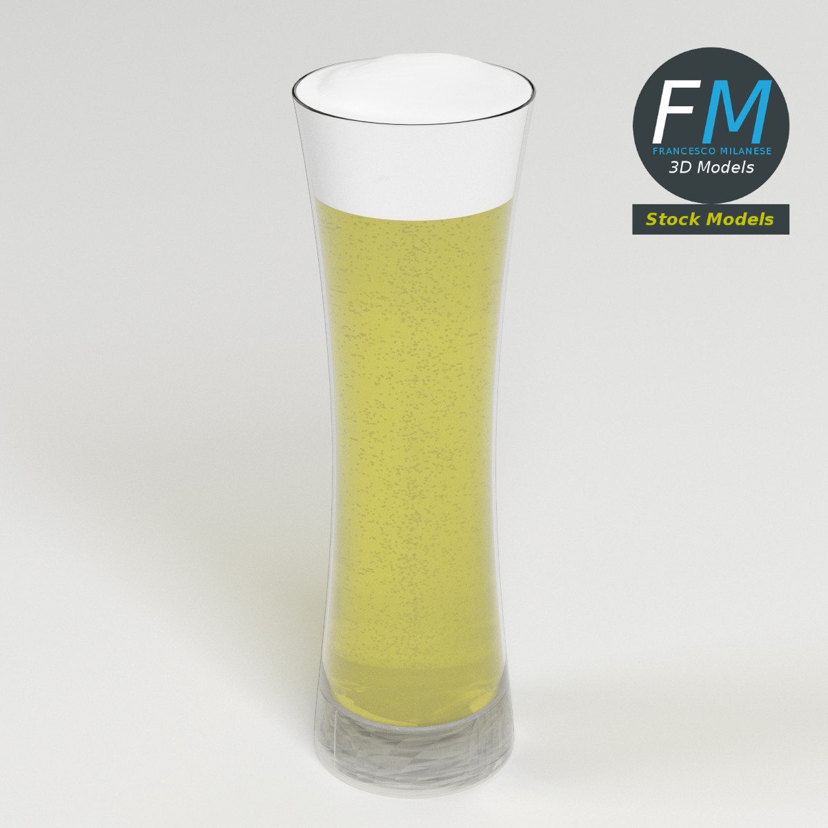 3D-Modell - Bierglas mit Schaum - 02