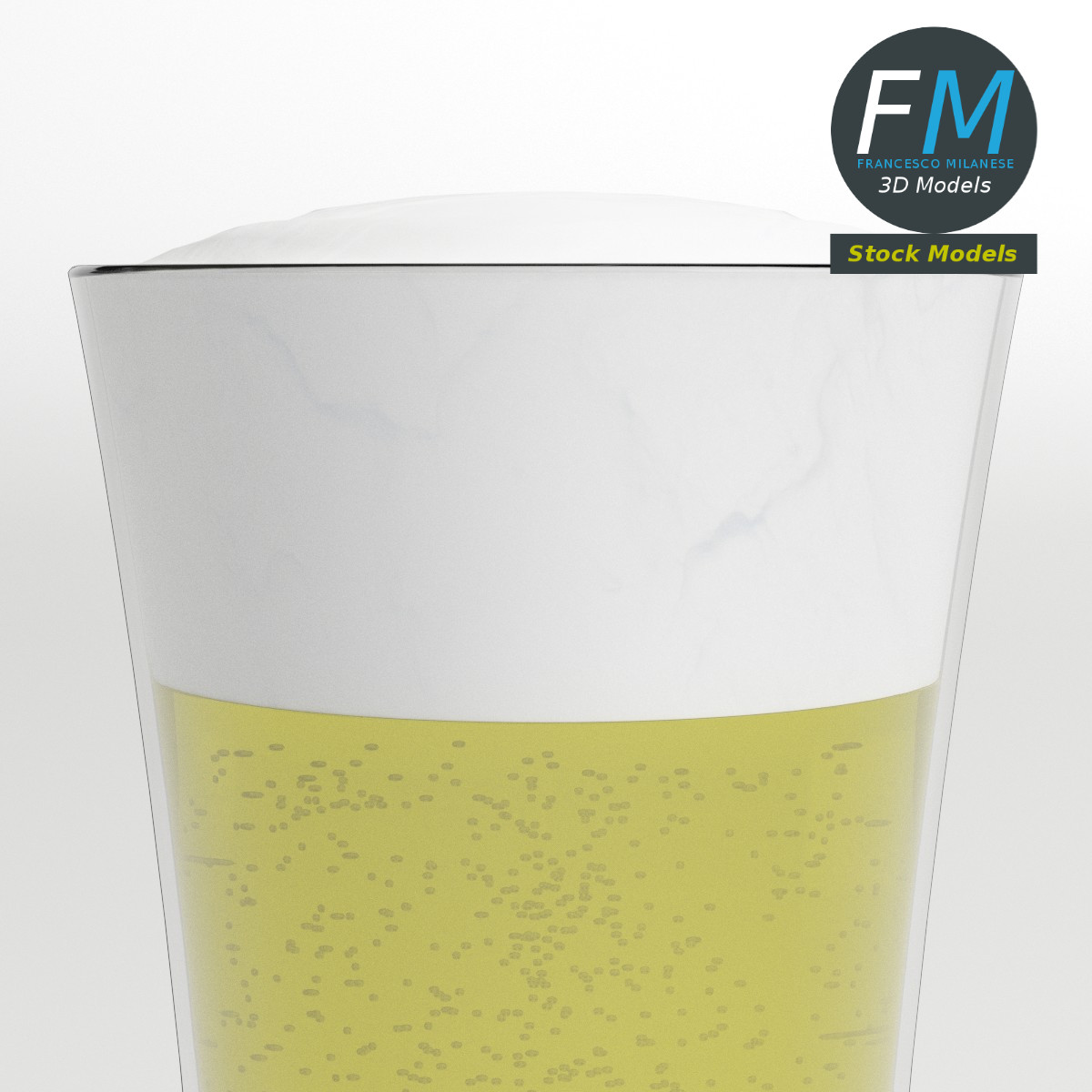 3D-Modell - Bierglas mit Schaum - 03
