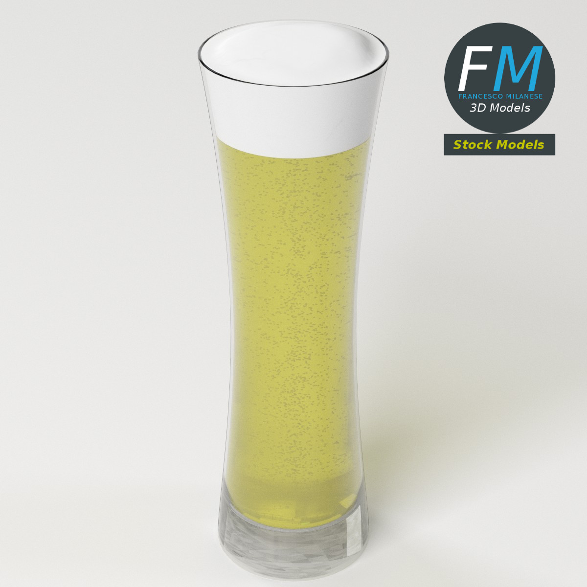 3D-Modell - Bierglas mit Schaum - 05