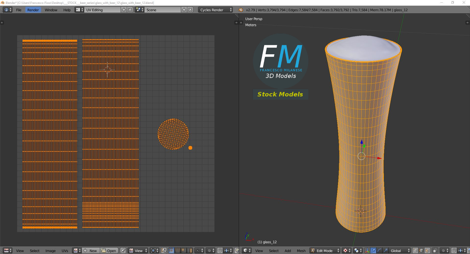 3D-Modell - Bierglas mit Schaum - 10