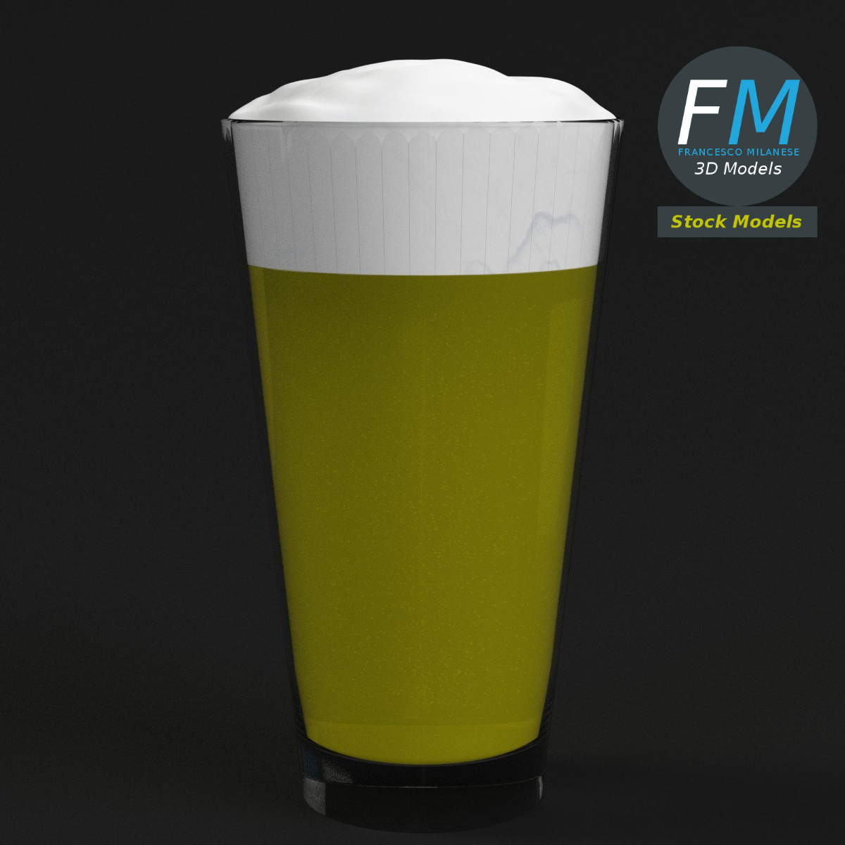 3D-Modell - Bierglas mit Schaum - 01