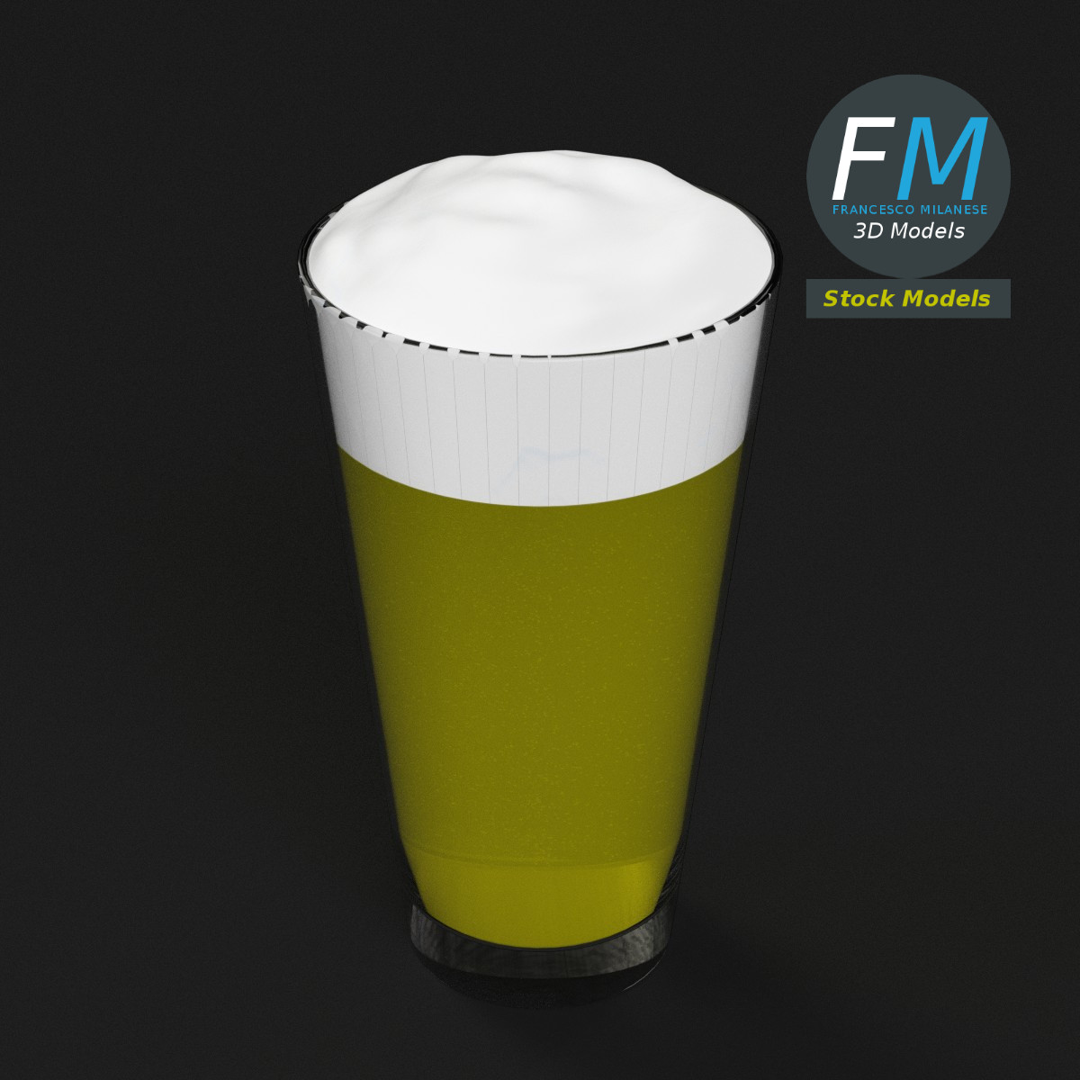 3D-Modell - Bierglas mit Schaum - 02