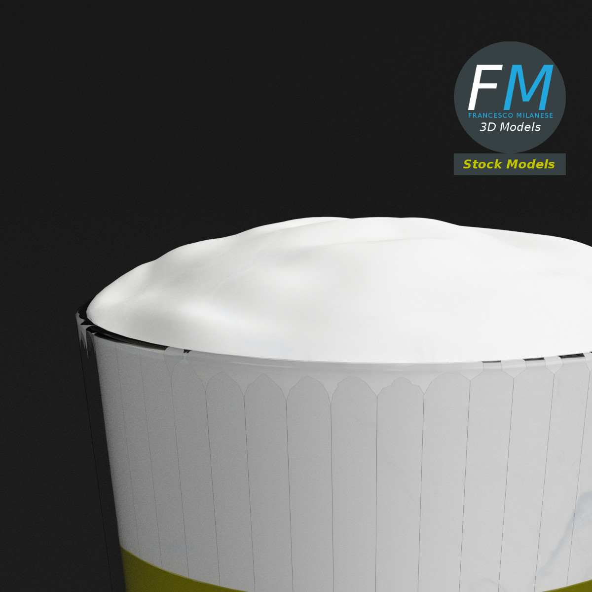 3D-Modell - Bierglas mit Schaum - 03