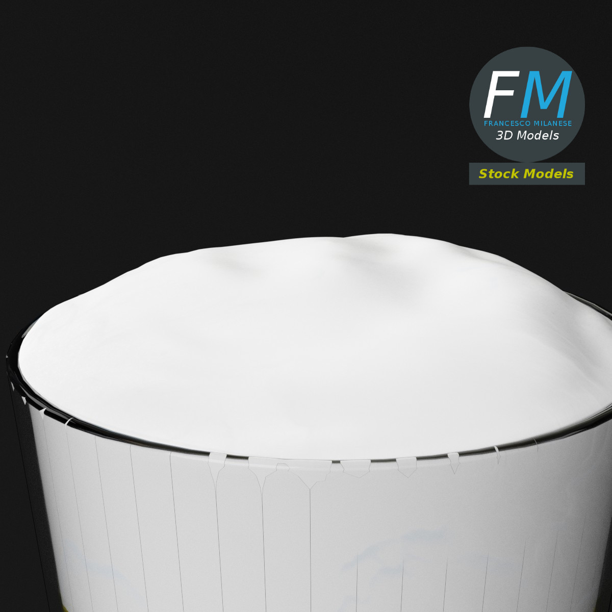 3D-Modell - Bierglas mit Schaum - 05