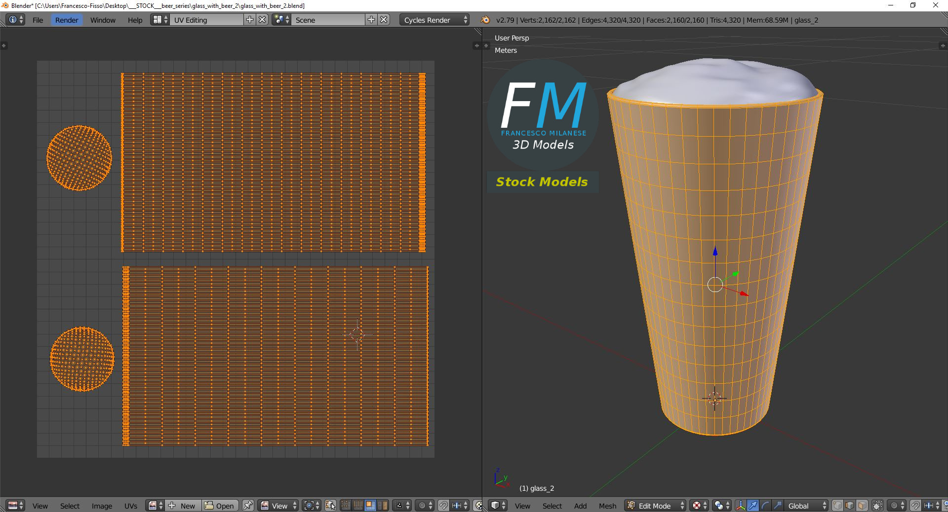 3D-Modell - Bierglas mit Schaum - 10