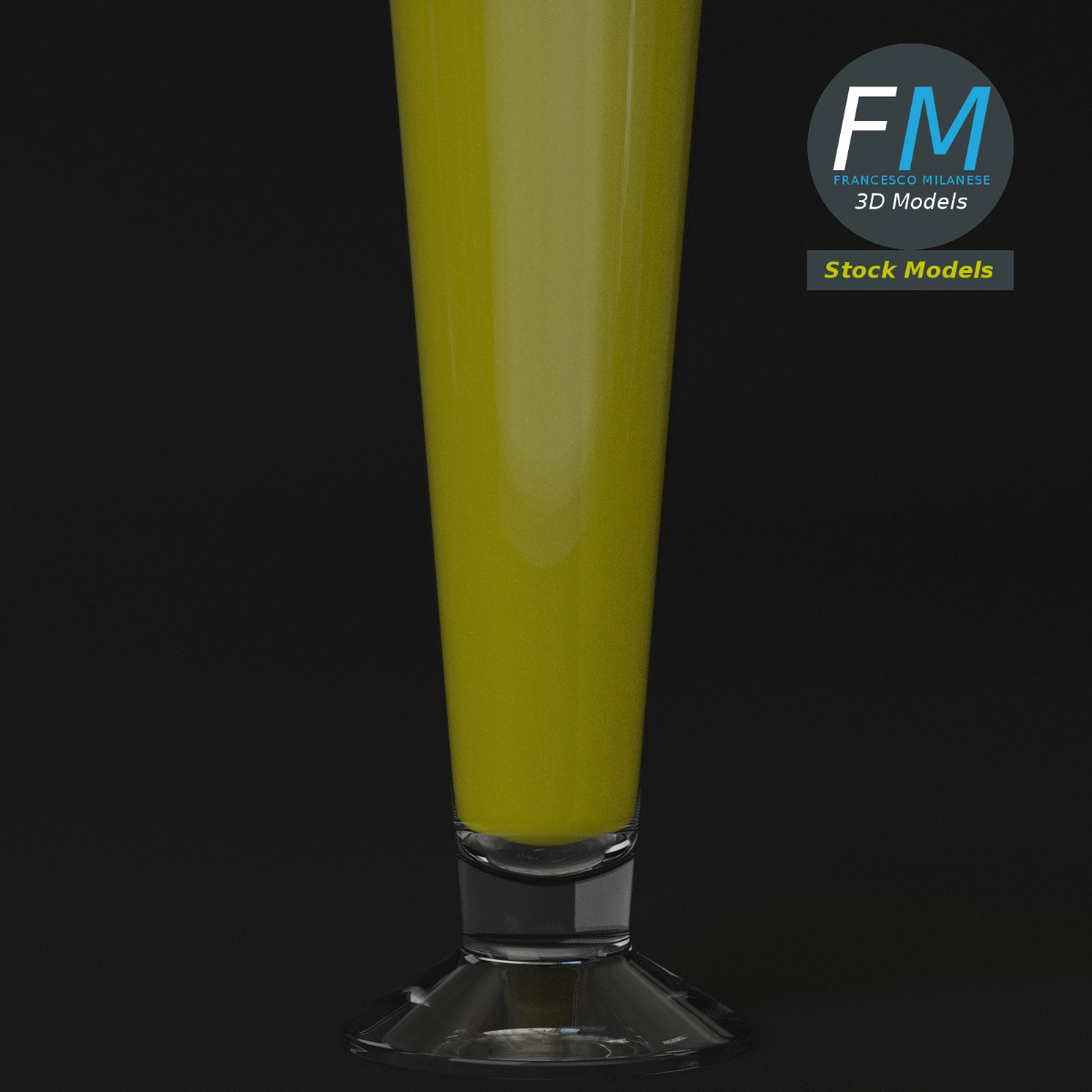 3D-Modell - Hohes Bierglas mit Schaum - 05