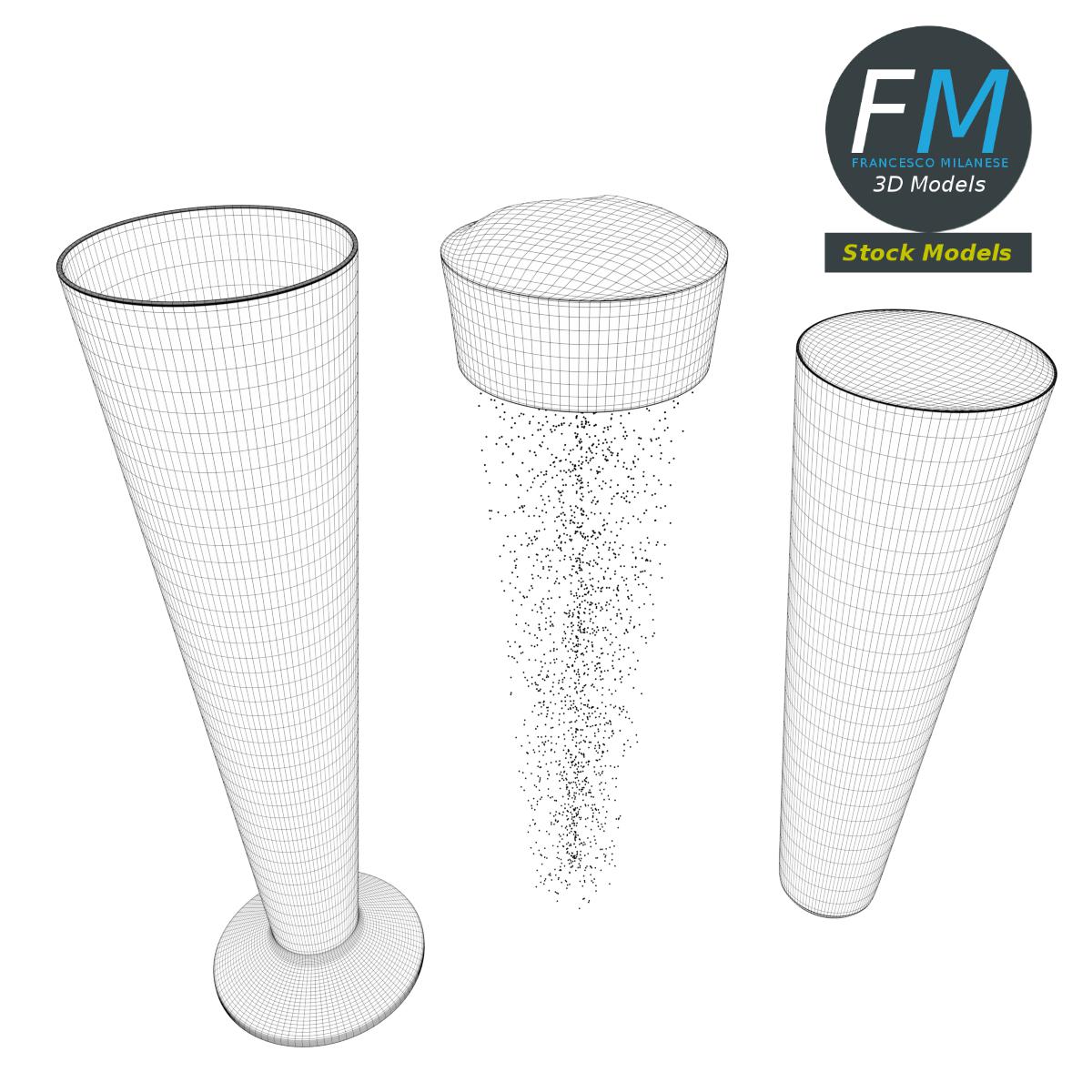 3D-Modell - Hohes Bierglas mit Schaum - 08