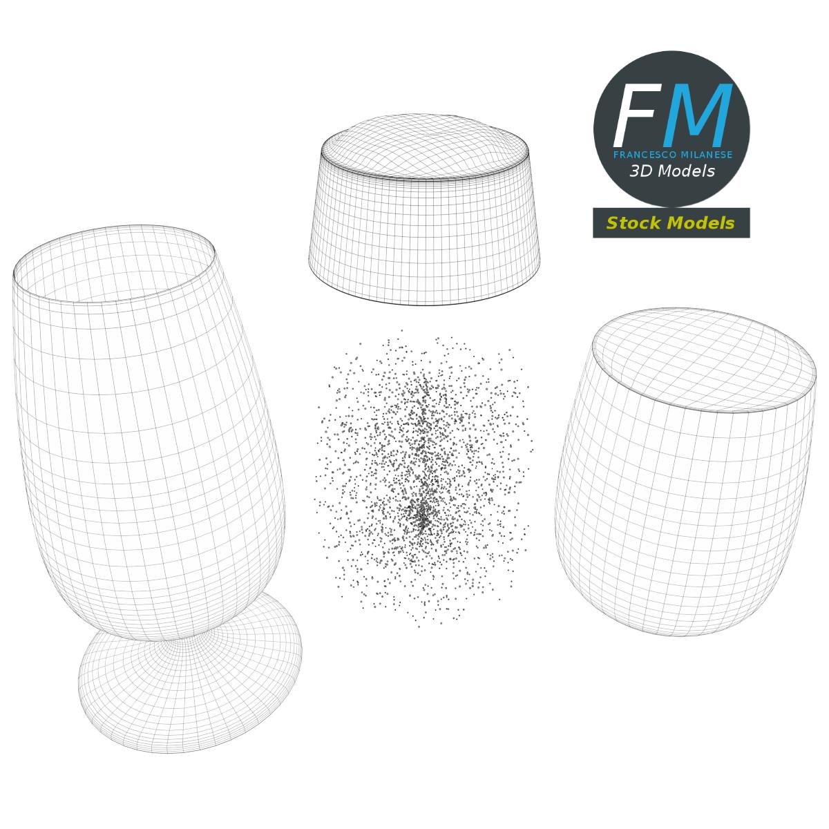3D-Modell - Bierstielglas mit Schaum - 08